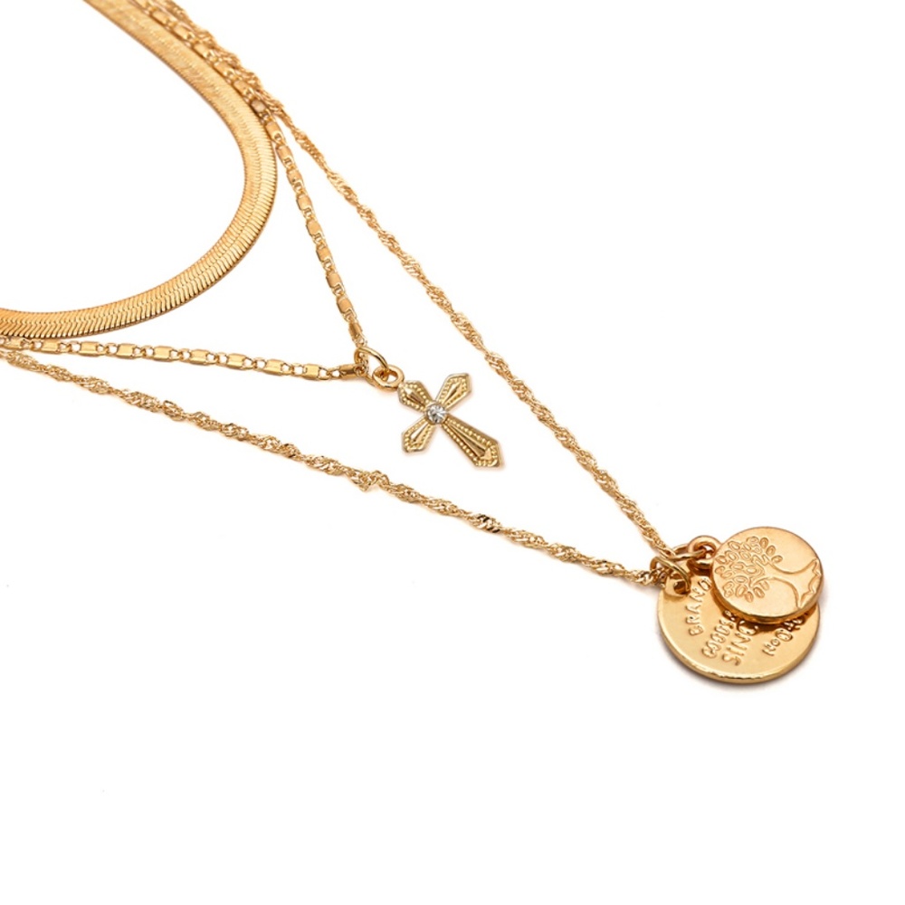 Antique Style// Tree Cross Layering Necklaces Set - Picture 7 of 8